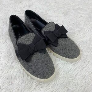 Michael Kor Collection Gray wool Slip-On Shoes with‎ Black Bow loafers